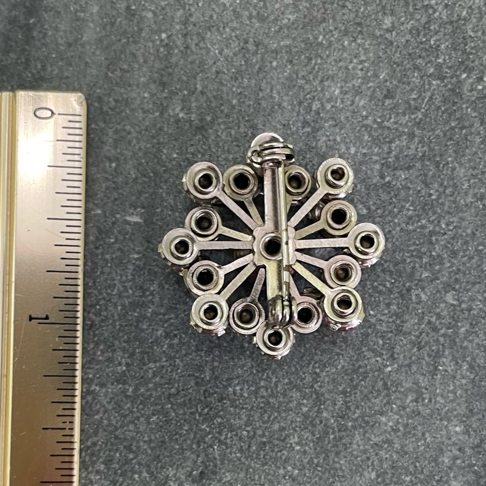 Vintage Pink Black Crystal Brooch - Picture 4 of 7